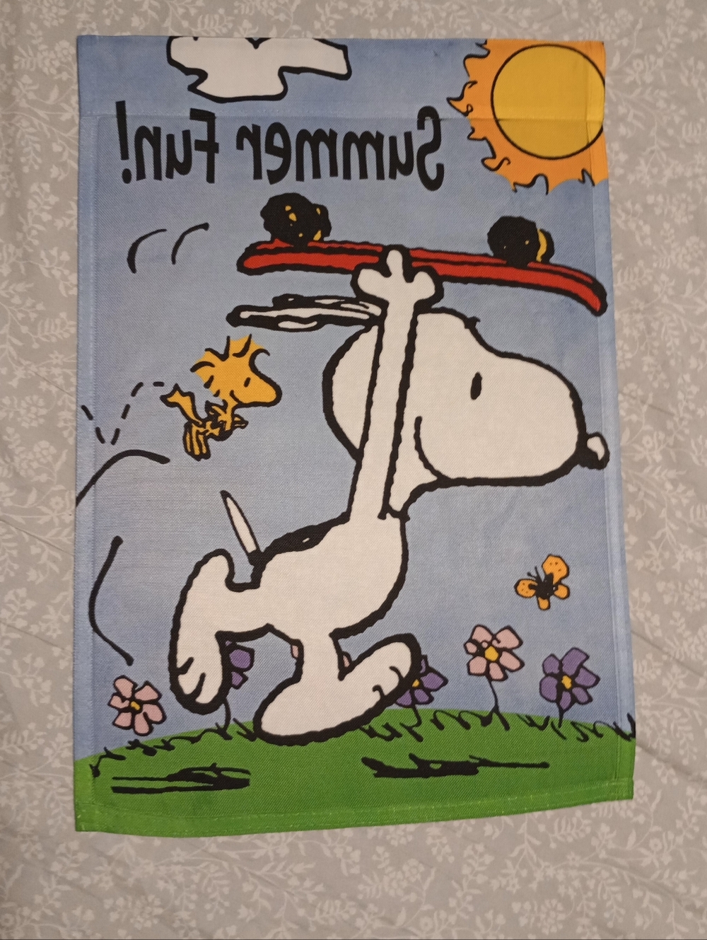 Peanuts Snoopy & Woodstock Summer Fun Garden Flag - Picture 2 of 4